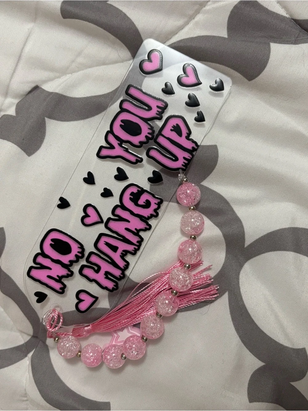 No You Hang Up handcrafted bookmark 💗🖤
